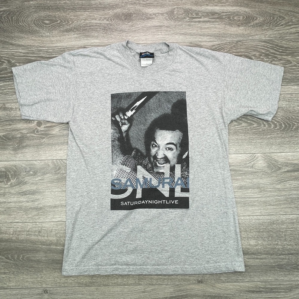 Vintage Saturday Night Live Shirt Mens Large Gray John Belushi Samurai NBC Tag